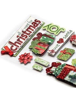 Paper House Productions 3D Çıkartmalar 4,5"x8,5"-All I Want For Christmas