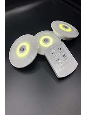 Uzaktan Kumandalı Yapışkanlı 3'lü LED Spot Lamba
