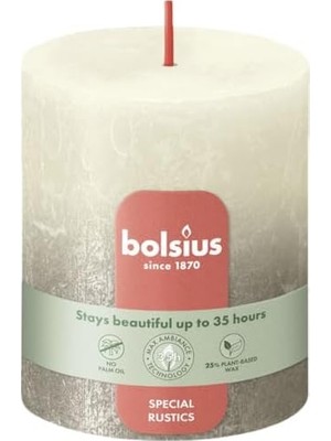 Inci Beyazı ve Şampanya Renkli Rustik Sütun Mum - 80MM/66MM - 35 Saat Yanma Süresi