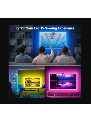 Amber LED Ambilight Tv Arkası Şerit LED 5 Metre, Kameralı Ekran Renk Senkronizasyonu, Rgb-Ic Akıllı Ambiyans Aydınlatma, App/kumanda Kontrollü, 75 Inç Tv Uyumlu (Usb 5V)