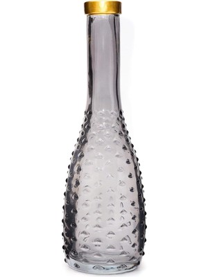 Gold Boyunlu Siyah Kabartmalı Ince Cam Vazo (26 Cm)