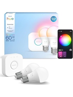 Hue Essential 2'li E27 Ampul Başlangıç Seti 806 Lumen