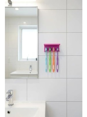 Usin Yapışkanlı Çok Amaçlı Diş Fırçası Asacağı Askılığı Askılık Diş Fırçalık Banyo Organizer (Beyaz)