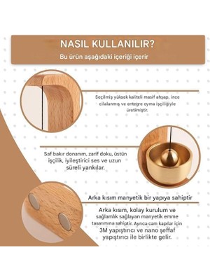 Masif Ahşap ve Pirinç Kapı Zili Rüzgar Çanı (Manyetik) | Yapıştırıcılı/cam Kapı Uyumlu | Minimal Dekoratif Kapı Çanı | Ev Ofis Dükkan Giriş Zili