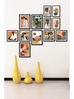 12 Parça Dekoratif Mdf Tablo Seti Çerçeve Görünümlü DKJ061