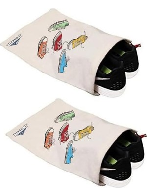Stonehill Büzgülü Ham Bez Ayakkabı Torbası 30X40 Cm. 2 Adet (Ayakkabı Baskılı)