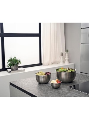 Fresh & Save Bowls Vakumlu Saklama Kabı, L, 24 Santimetre, Paslanmaz Çelik, Metalik Gri