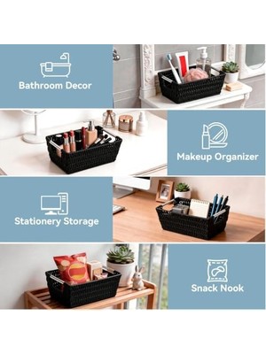 (Black) - Whitmor Rattique Small Shelf Tote, Black