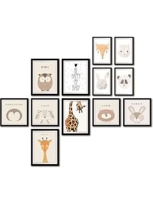 12 Parça Dekoratif Mdf Tablo Seti Çerçeve Görünümlü DKJ046