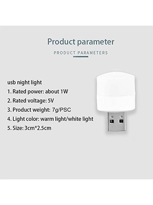 Linwnil Gece USB Işıkları, Mini LED Ampul, Takılabilir, Sıcak Beyaz, Kompakt, Yatak Odası, Banyo, Çocuk Odası, Koridor, Mutfak Araba Için USB Atmosfer Işığı (4 Beyaz Işık)