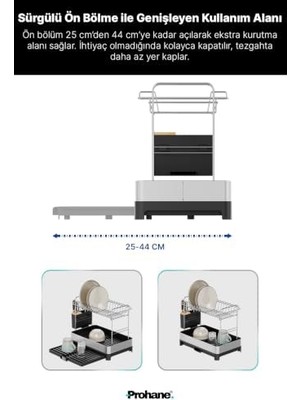 Inox Master KD400 | Genişletilebilir 2 Katlı Bulaşıklık | 304 Paslanmaz Çelik | Su Tahliyeli Tezgah Üstü Kurutmalık