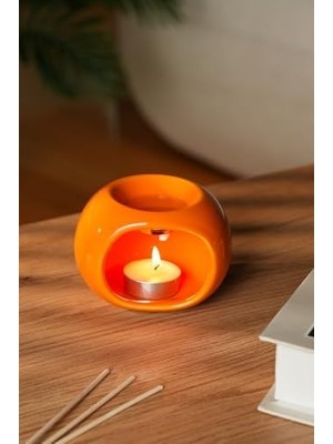 Love Bundles Sphereglow Turuncu Seramik Buhurdanlık – Sunset Orange Turuncu