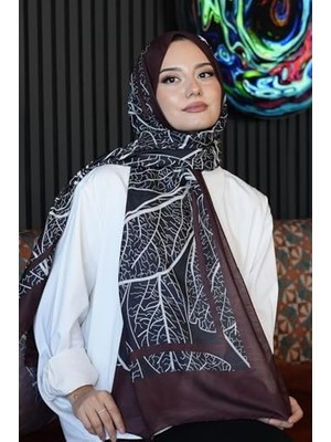 Mermer Desen Bordo Soft Pamuk Şal Çok Renkli 54