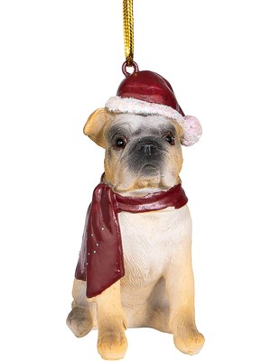 Design Toscano JH576304 Noel Noel Bulldog Tatil Köpek Süsleri, Tam Renkli