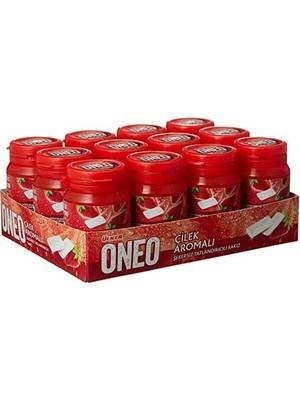 Oneo Çilek Aromalı Şişe Draje Sakız 60 Gram x 12
