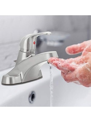 Aqua Vista 30-B410-AV-BN Watersense Sertifikalı Banyo Lavabo Bataryası, Fırçalanmış Nikel Tek Kulp