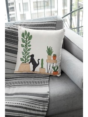 2'li Premium Tay Tüyü Leke Tutmaz Kumaş Çift Taraflı Kırlent Yastık Kılıfı Kaktüs 43X43CM KRL444