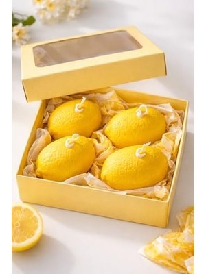 Nish Candles Limon Mum 4'lü Set Hediye Kutusunda Ilkbahar Yaz Dekoru Balkon Bahçe Dekorasyonu