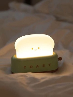 Yeşil Tost Gece Lambası – Şarjlı & Pilli Sevimli LED Işık,hediyelik LED Lamba