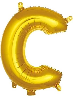 C Harfi 16 Inç Gold Renk Folyo Balon 36 cm (Altın)