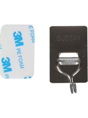5 Adet 304 Paslanmaz Çelik Kanca Askılık, Yapışkanlı Güçlü Yük Taşıyan, Su Geçirmez ve Neme Dayanıklı 5'li Paket Metal Çelik Askı