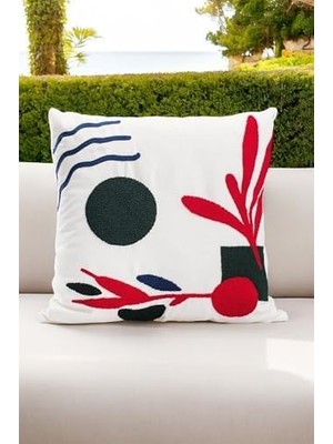 Bohem 45X45 Özel Tasarım Punch Panç Süzene Desen Dekoratif Kırlent Kılıfı Modern Beyaz 60