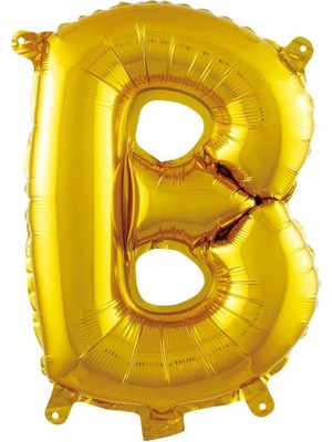 B Harfi 16 Inç Gold Renk Folyo Balon 36 cm (Altın)