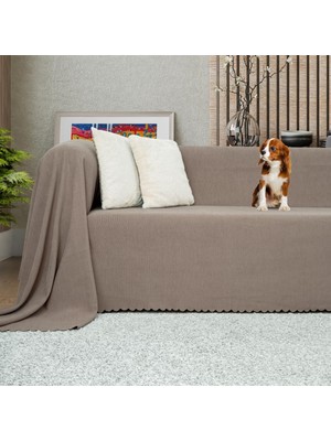 Concept Koltuk Örtüsü Şönil Kaymaz Çift Taraflı Çekyat Örtüsü Koltuk Şalı 175X300 - Kapuçino