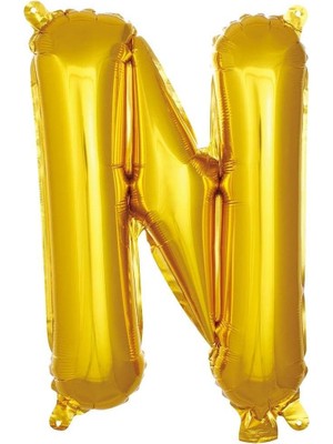 N Harfi 16 Inç Gold Renk Folyo Balon 36 cm (Altın)
