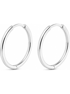Afrodit Silver 925 Ayar Gümüş Taşsız 21 mm Halka Küpe