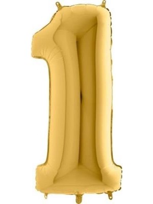 1 Rakamlı 16 Inç Gold Renk Folyo Balon 36 cm (Altın)