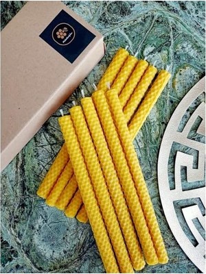 (10 Adet) 21CM Balmumu Mum Dilek Mumu, Beeswax Candle Doğal Petek Bal Mumu Mum