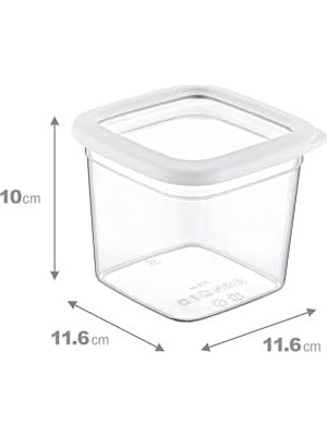 6'lı Set Skali Kare Saklama Kabı Beyaz 740 ml