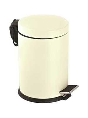 Premium Serisi 5 Litre Hacimli Paslanmaz Banyo-Mutfak Pedallı Çöp Kovası Krem, 5l