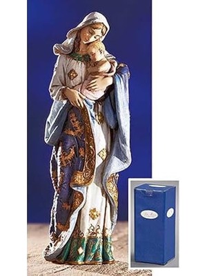 Avalon Gallery Ave Maria Adoring Madonna & Child Heykeli, 18 Cm, El Boyaması Katolik Reçine Figürü