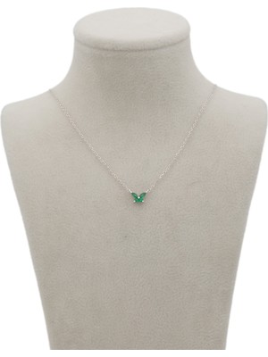 Brisinga Silver Yeşil Taşlı Mini Kelebek Gümüş Kolye