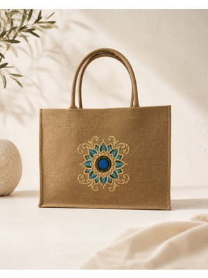 İcone Bag Icone Jüt Kumaş Nakışlı Plaj Çantası, Jüt Plaj Çantası, Nakışlı Plaj Çantası, Plaj Çantası, Beach Bag