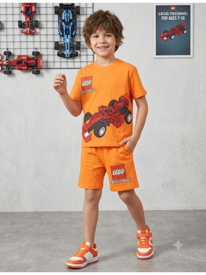 LEGO Technic Erkek Çocuk Yarış Arabası Baskılı %100 Pamuk Şort T-Shirt Alt Üst Takım