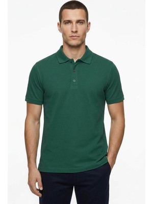 Posh Cabal Erkek Slim Fit Logosuz-Baskısız Yeşil Polo Yaka T-Shirt