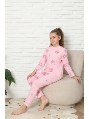 Obje Kız Çocuk Pembe Labubu Desen Bisiklet Yaka Üst