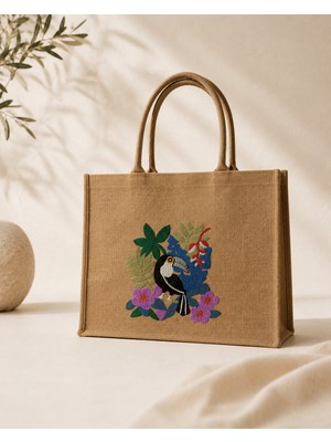 İcone Bag Icone Jüt Kumaş Nakışlı Plaj Çantası, Jüt Plaj Çantası, Nakışlı Plaj Çantası, Plaj Çantası, Beach Bag