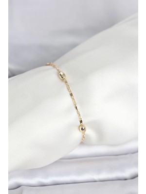Nacario Mey Ithalat® cm 14K Gold Renk Damla Topçuk Model Kadın Bileklik