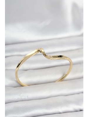Nacario Mey Ithalat® Gold Renk Pirinç Zikzak Model Kadın Bileklik