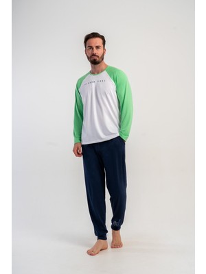 Obje Erkek Lacivert Likra Polyvıscon Pijama Altı