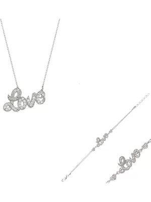 Aesco 925 Ayar Gümüş Love Set