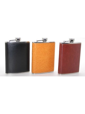 Aesco Paslanmaz Çelik Tekli 8 Oz Derili Matara