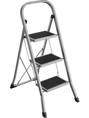 Songmics Merdiven, 3 Basamaklı Merdiven, Katlanır, Kolay Saklanabilir, 150 Kg'a Kadar Taşıma Kapasitesi, Güvercin Grisi, GSL003GY01