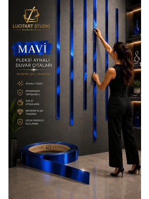 Arıkoğlu Reklam Ve Yapı Lucitart Studio 1 mm Kendinden Yapışkanlı Pleksi Aynalı Duvar Çıtası | 9 Renk Seçeneği | Dekoratif Duvar, Kapı, Tv Ünitesi ve Mobilya Çıtası