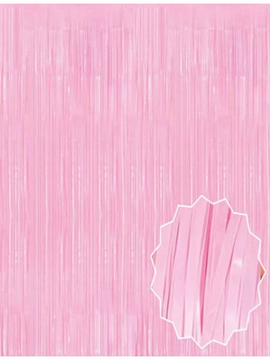 Aesco Soft Pembe Püsküllü Kapı Perdesi - Parti, Baby Shower, Cinsiyet Partisi 1x2 M