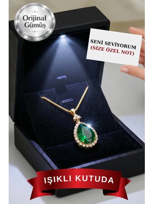 Carat Stone Işıklı Kutuda 925 Ayar Gümüş Hürrem Sultan ,kadın Kolye , Zincir+Kolye Ucu